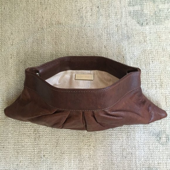 Lauren Merkin leather clutch -- chocolate brown - Picture 4 of 4